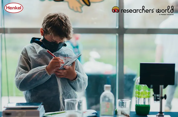 Boy conducting science experiments