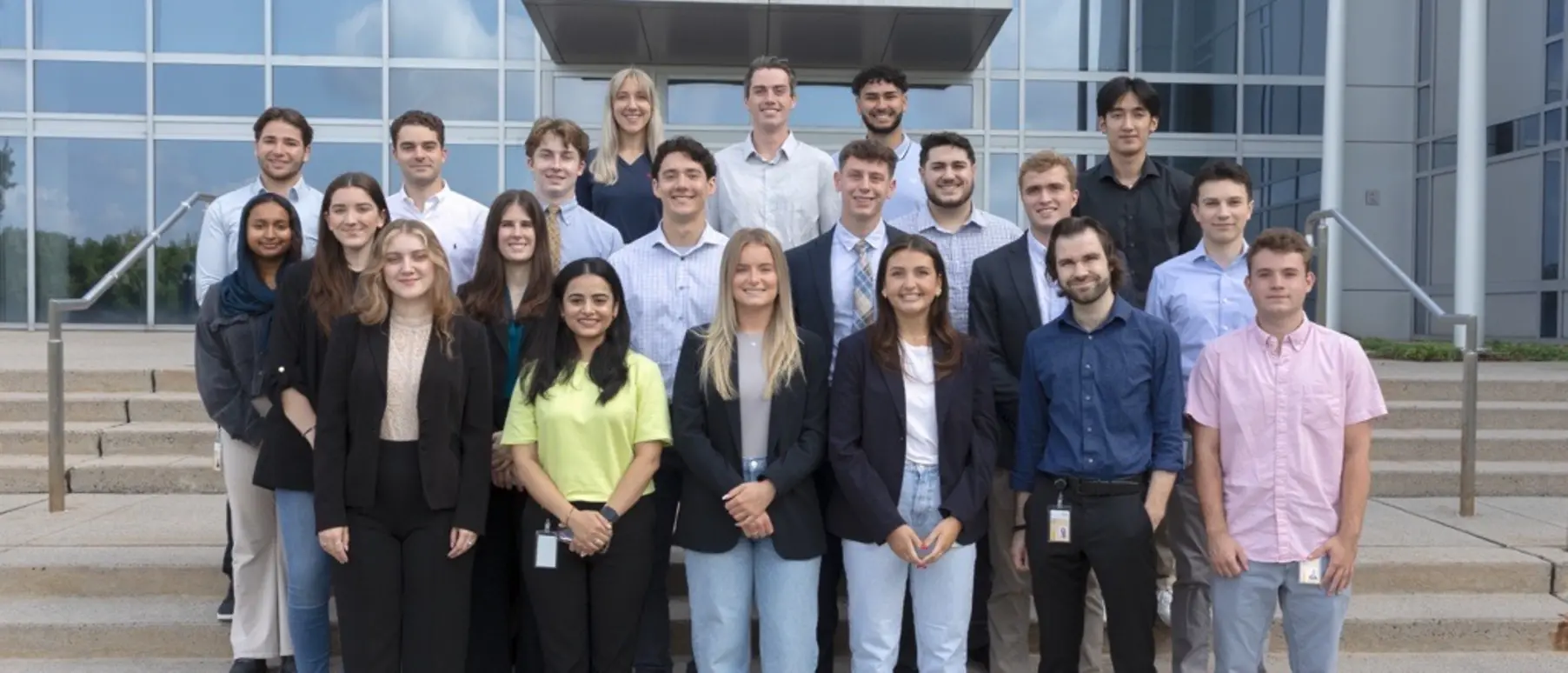 Group of Henkel interns stands outside the office in Rocky Hill, CT