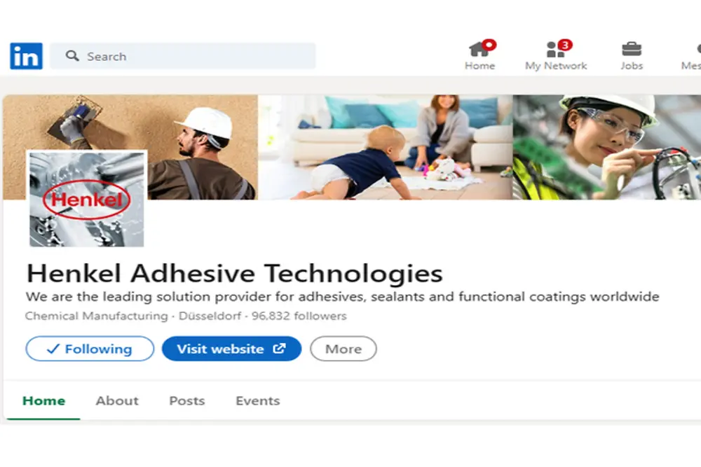 The new Henkel Adhesives global LinkedIn page