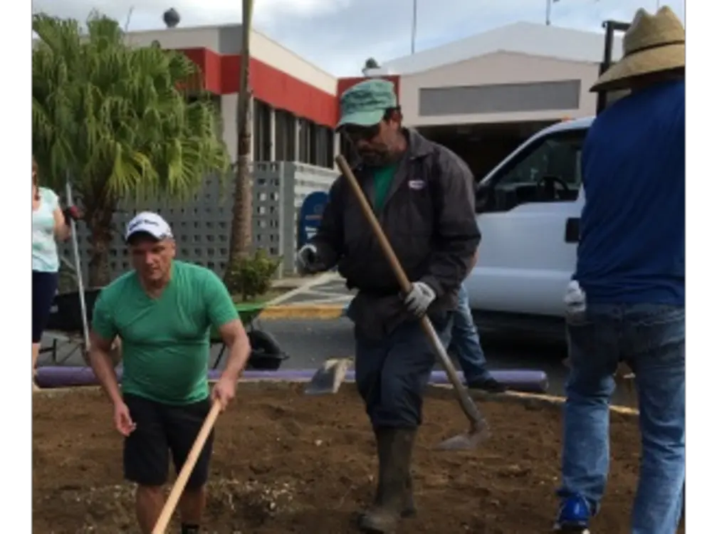 Several colleagues also helped with landscaping at the Sabana Grande medical facility.